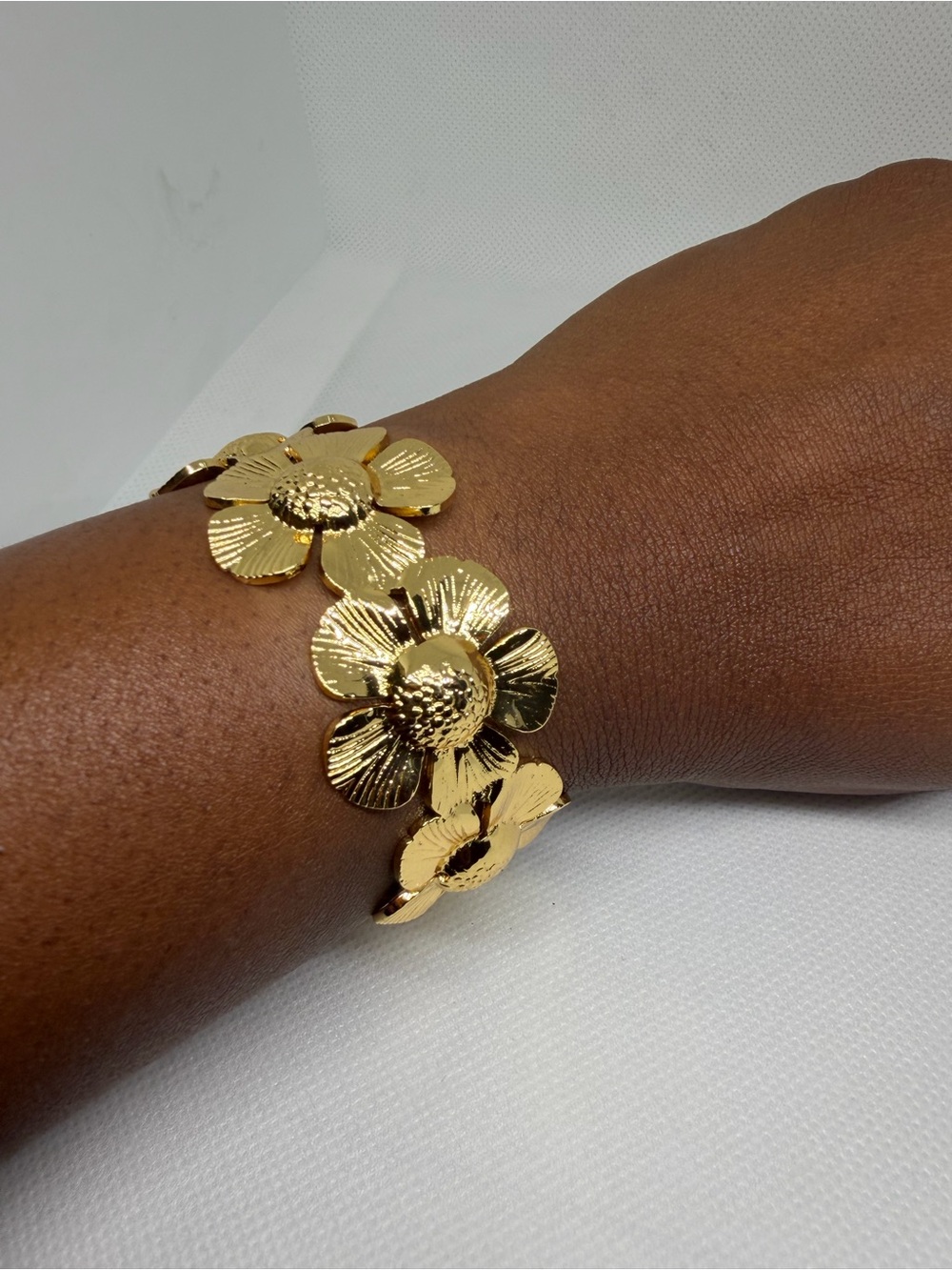 Gold Floral Link Bracelet - Women Jewelry Stainless Steel